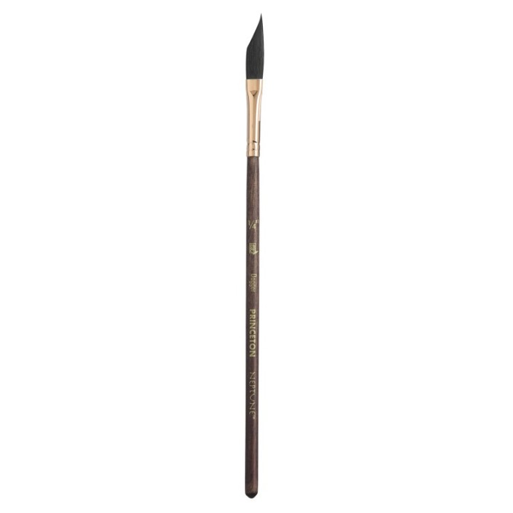 Princeton Neptune Dagger Brush, Synthetic Bristles, Short Handle Watercolor Paintbrush, Dark Wood, Size 1/4 inch, 1 Count