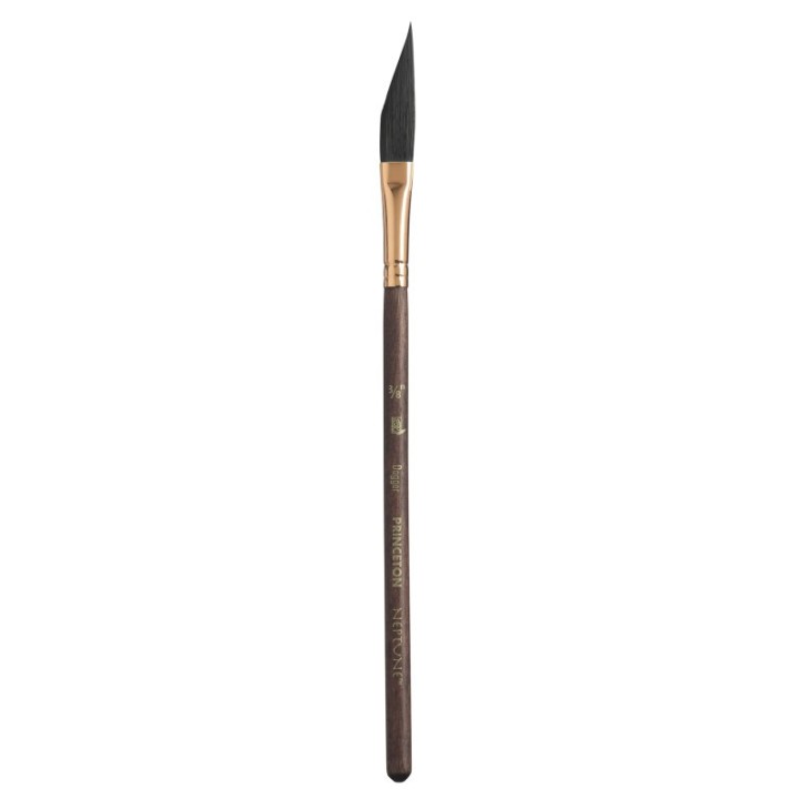 Princeton Neptune Dagger Brush, Synthetic Bristles, Short Handle Watercolor Paintbrush, Dark Wood, Size 3/8 inch, 1 Count