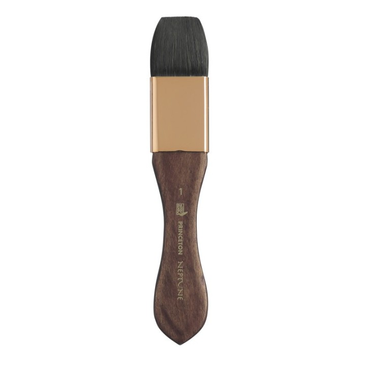 Princeton Neptune Mottler Brush, Synthetic Bristles, Short Handle Watercolor Paintbrush, Dark Wood, Size 1 inch, 1 Count