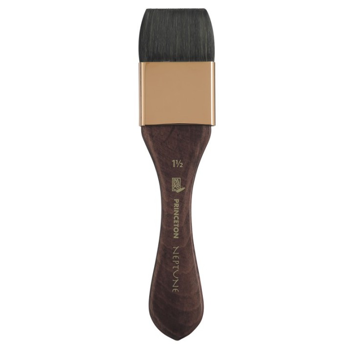 Princeton Neptune Mottler Brush, Synthetic Bristles, Short Handle Watercolor Paintbrush, Dark Wood, Size 1/2 inch, 1 Count