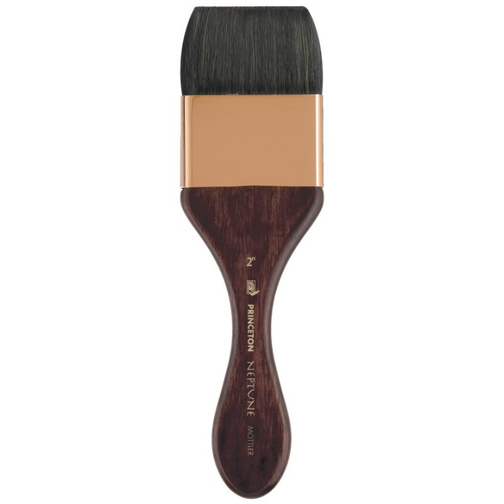 Princeton Neptune Mottler Brush, Synthetic Bristles, Short Handle Watercolor Paintbrush, Dark Wood, Size 2 inch, 1 Count
