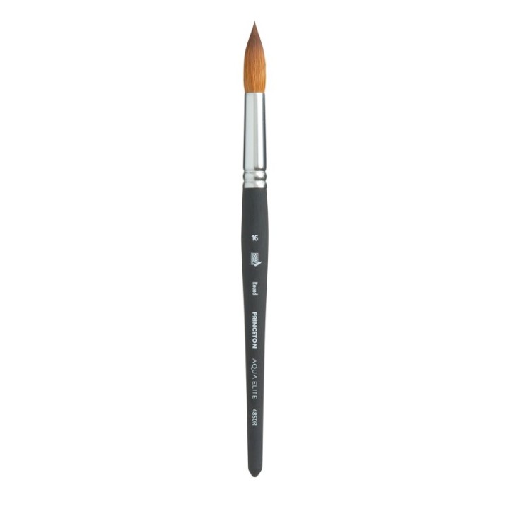Princeton Aqua Elite Round Brush, Synthetic Bristles, Short Handle Watercolor Paintbrush, Matte Black, Size 16, 1 Count
