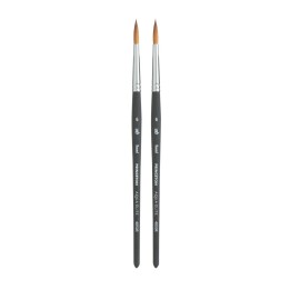 Princeton Aqua Elite Round Brush, Synthetic Bristles, Short Handle Watercolor Paintbrush, Matte Black, Size 6, Pack of 2