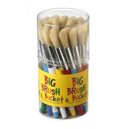 Princeton RealValue Round Bristle Kids Stubby Brush Set, Natural Bristles, Mixed Media Paintbrush, White, 30 Pieces