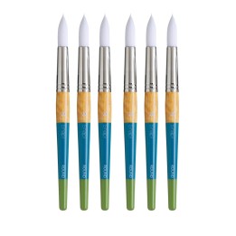 Princeton Snap! Round Brush, Synthetic Bristles, Short Handle Mixed Media Paintbrush, Multicolor, Size 2/0, Pack of 6