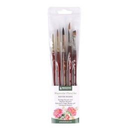 Princeton Floral Brush Set, Short Handle Watercolor Paintbrush, Assorted, 5 Pieces
