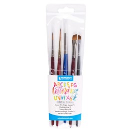 Princeton Lettering Brush Set, Synthetic Bristles, Short Handle Mixed Media Paintbrush, Assorted, 5 Pieces