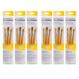 Princeton RealValue Brush Set, Camel Bristles, Short Handle Mixed Media Paintbrush, Brown, 3 Per Set, 6 Sets
