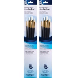Princeton RealValue Brush Set, White Taklon Bristles, Long Handle Mixed Media Paintbrush, Dark Blue, 4 Per Set, 2 Sets