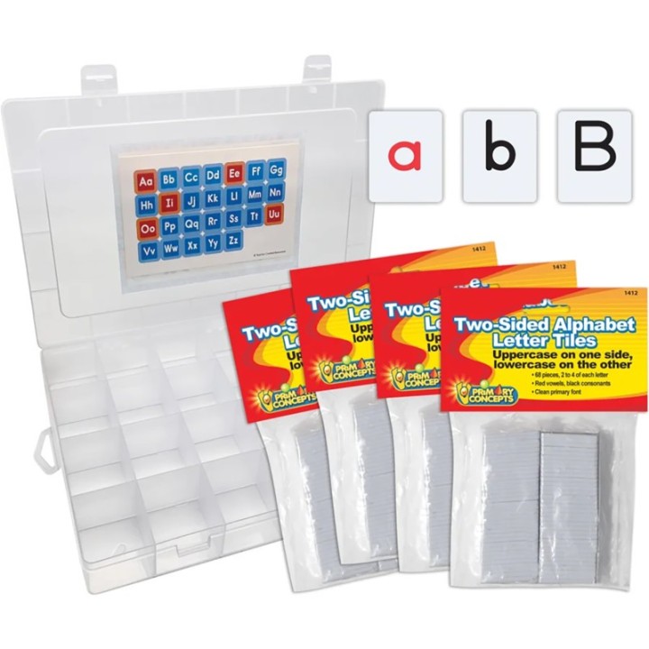 Primary Concepts™ Two-Sided Alphabet Letter Tiles, 4 Sets, 272 Pieces