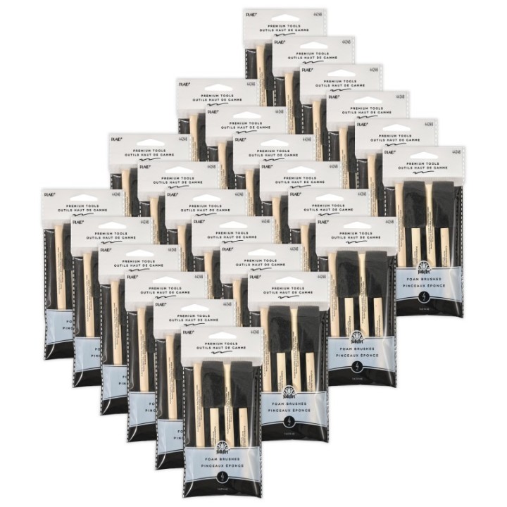 Plaid Foam Brushes, 1", 4 Per Set, 24 Sets