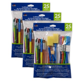 Plaid Craft Brush Set, Assorted Shapes & Sizes, 25 Per Set, 3 Sets