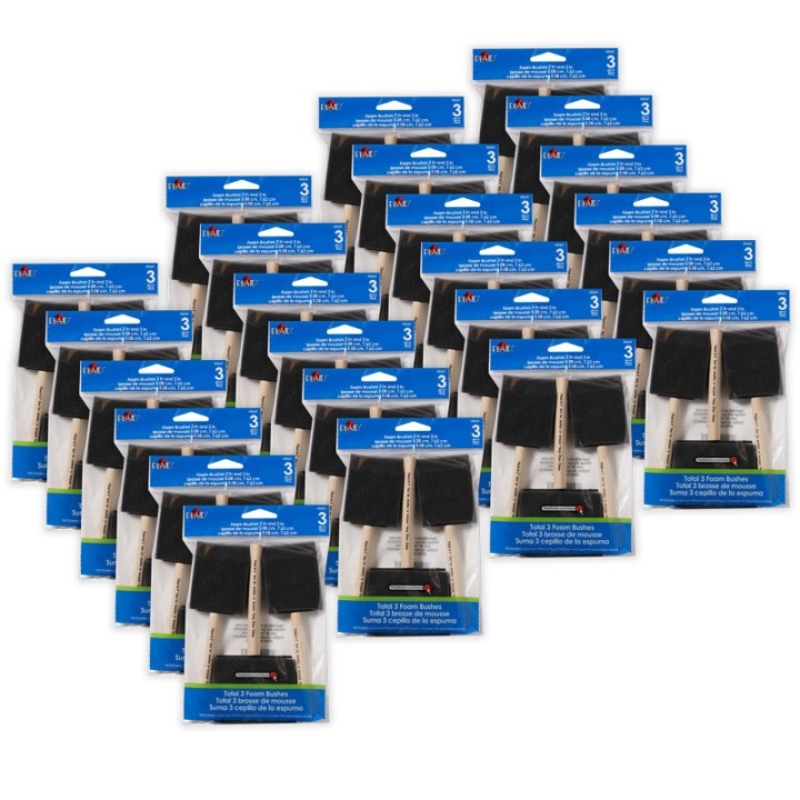 Plaid Foam Brushes, Two 2", One 3", 3 Per Set, 24 Sets