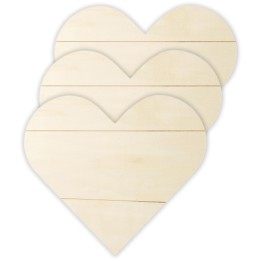 Plaid Heart Sign, Plywood, 11.81" x 10.59", Pack of 3