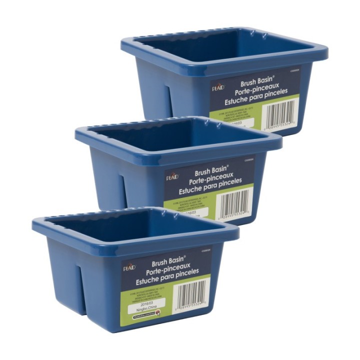 Plaid Brush Basin, Pack of 3