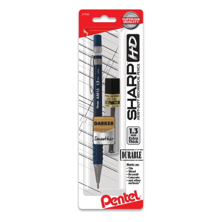 Pentel® Sharp HD Mechanical Pencil (1.3mm), Dark Blue Barrel, (1) Super Hi-Polymer Lead Refill