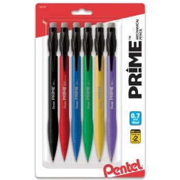 Pentel® PRIME Mechanical Pencil (0.7mm) Assorted Barrel Colors, 6-Pack