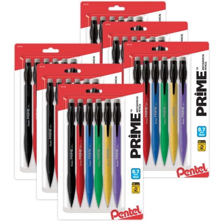 Pentel® PRIME Mechanical Pencil (0.7mm) Assorted Barrel Colors, 6 Per Pack, 6 Packs