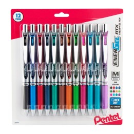 Pentel® EnerGel RTX Retractable Liquid Gel Pen, (0.7mm) Medium Line, Assorted Ink, 12-Pack