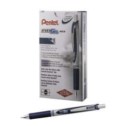 Pentel® EnerGel RTX Retractable Liquid Gel Pen, (0.7mm) Metal Tip, Medium Line, Navy Blue Ink, 1 Dozen