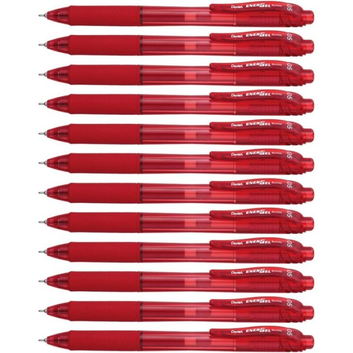 Pentel® EnerGel-X™ Retractable Liquid Gel Pen, Red, 0.5mm, Pack of 12
