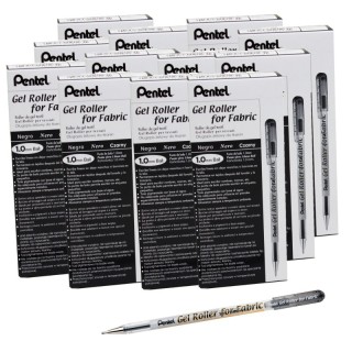 Pentel® Gel Roller for Fabric, Black, Pack of 12