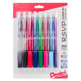 Pentel® R.S.V.P.® Super RT Retractable Ballpoint Pen, Assorted, Pack of 8