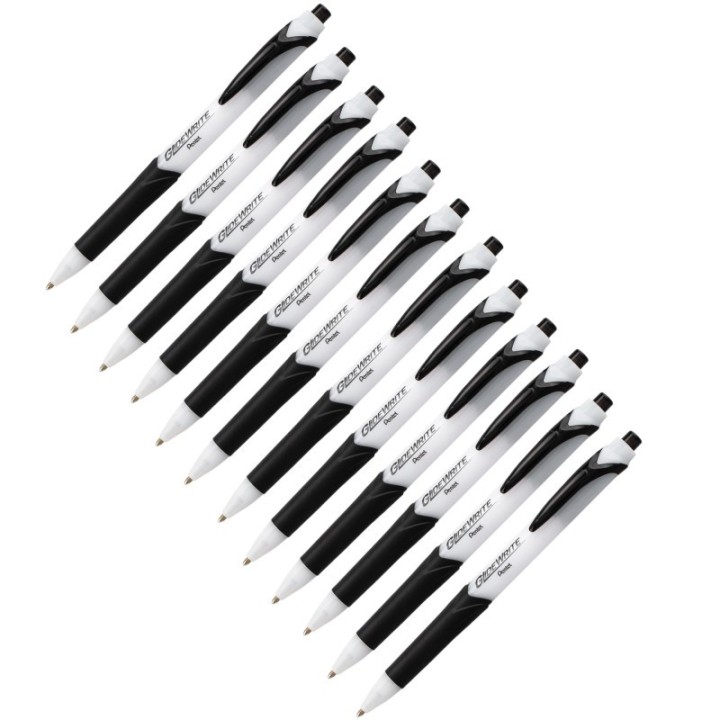 Pentel® GlideWrite Ballpoint Pen with TechniFlo Ink, (1.0mm) Medium Line, Black, 1 Dozen
