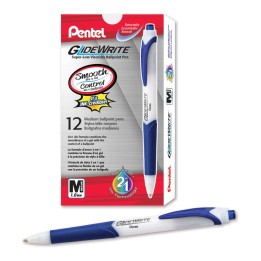 Pentel® GlideWrite Ballpoint Pen with TechniFlo Ink, (1.0mm) Medium Line, Blue, 1 Dozen