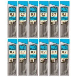 Pentel® HB Super Hi-Polymer Leads, 0.7mm, Black, 30 Leads Per Pack, 12 Packs
