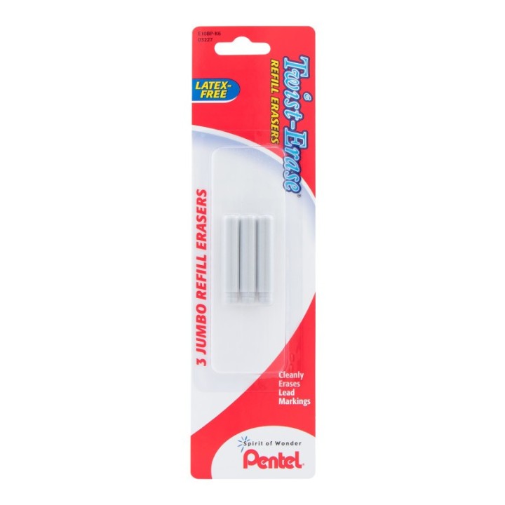 Pentel® Refill Eraser For Pentel Twist-Erase Series Pencils, 3 Per Pack, 6 Packs