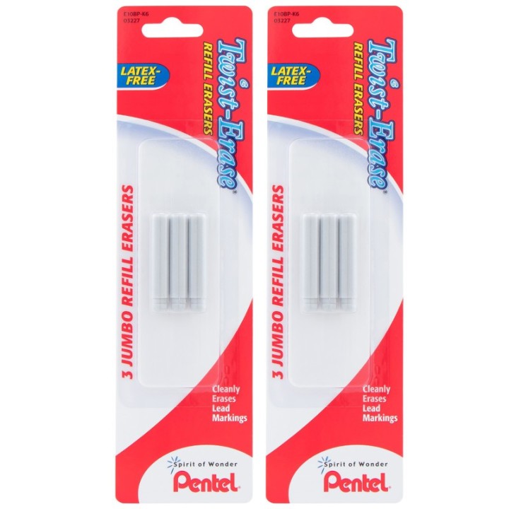 Pentel® Refill Eraser For Pentel Twist-Erase Series Pencils, 18 Per Pack, 2 Packs