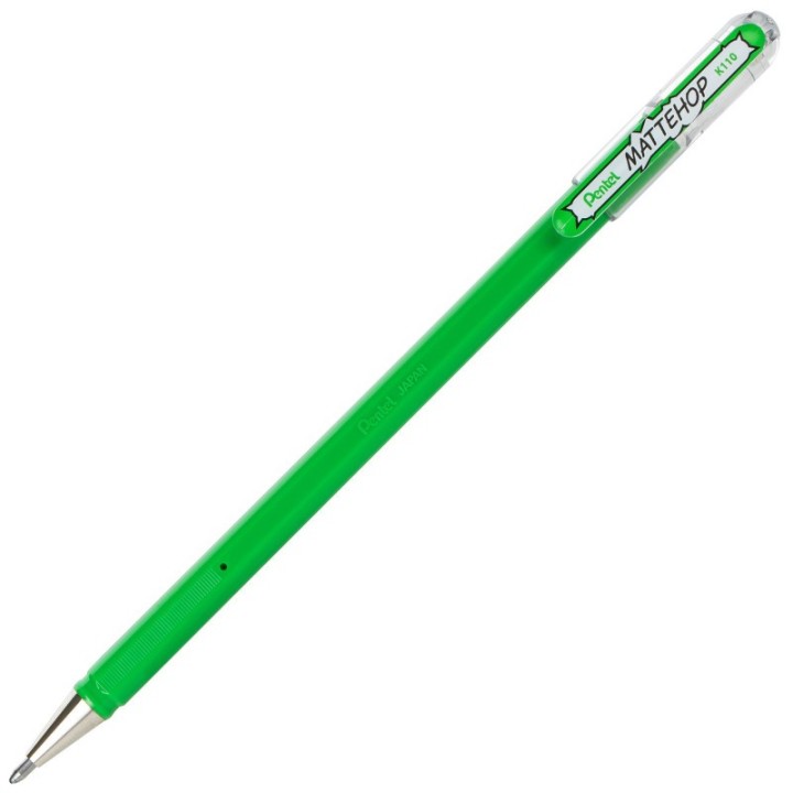 Pentel Arts Hybrid MATTEHOP Gel Roller, 1.0mm, Matte Green Ink, Pack of 12