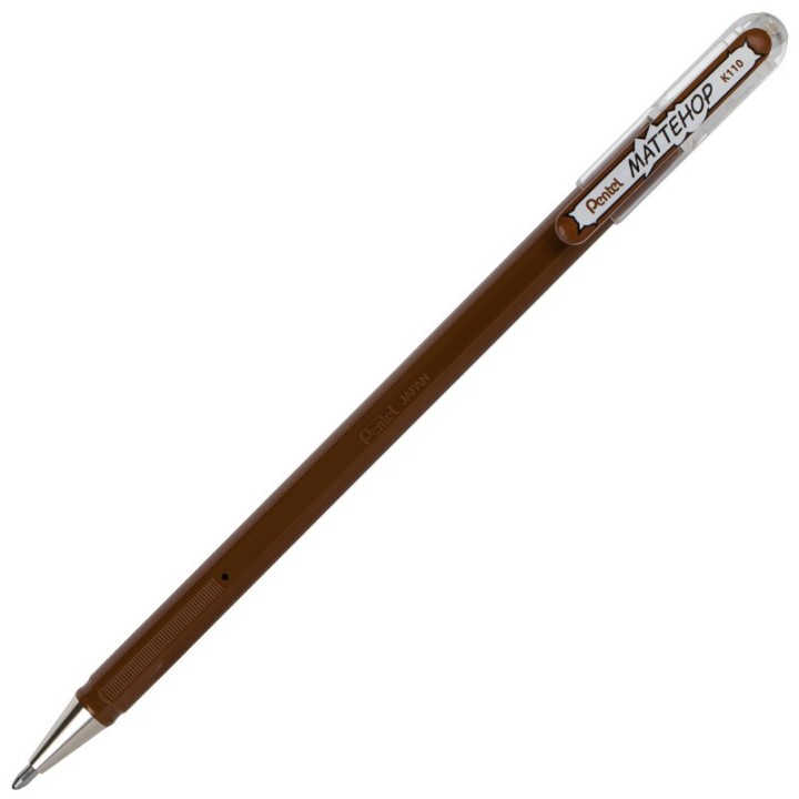 Pentel Arts Hybrid MATTEHOP Gel Roller, 1.0mm, Matte Brown Ink. Pack of 12
