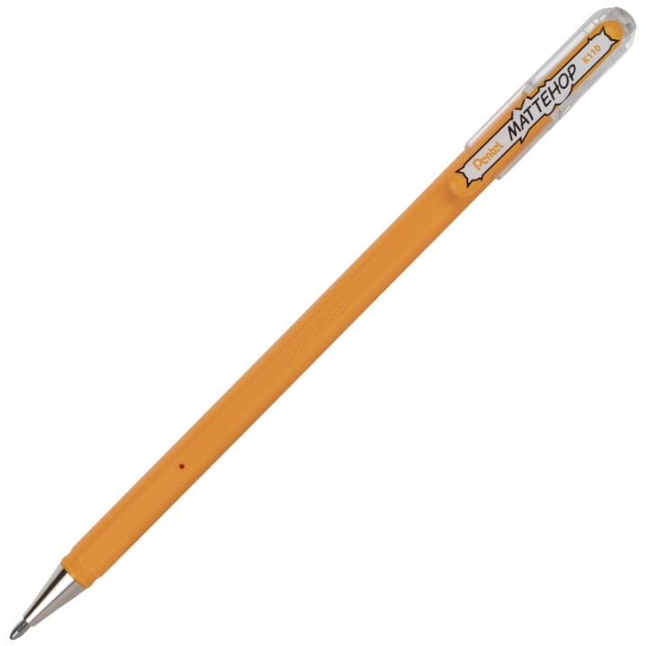 Pentel Arts Hybrid MATTEHOP Gel Roller, 1.0mm, Matte Yellow Orange Ink, Pack of 12