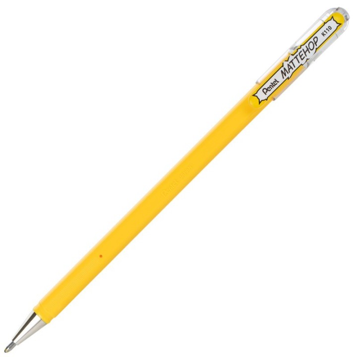 Pentel Arts Hybrid MATTEHOP Gel Roller, 1.0mm, Matte Yellow Ink, Pack of 12