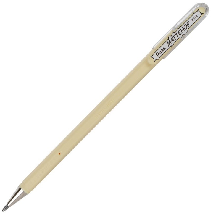 Pentel Arts Hybrid MATTEHOP Gel Roller, 1.0mm, Matte Ivory White Ink, Pack of 12