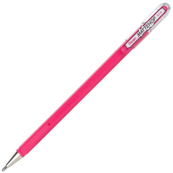 Pentel Arts Hybrid MATTEHOP Gel Roller, 1.0mm, Matte Pink Ink, Pack of 12