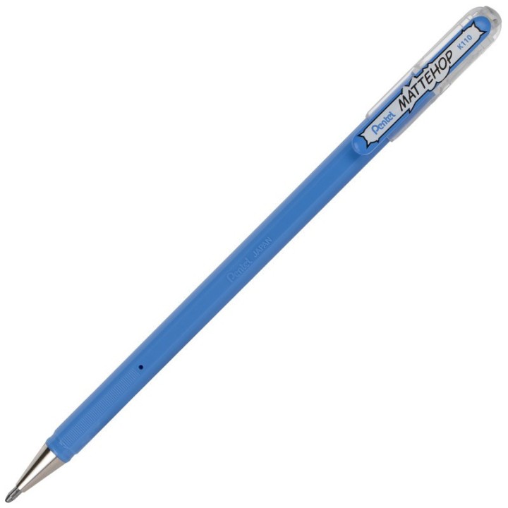 Pentel Arts Hybrid MATTEHOP Gel Roller, 1.0mm, Matte Sky Blue Ink, Pack of 12