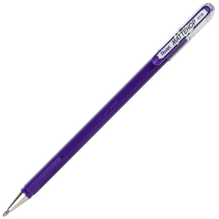 Pentel Arts Hybrid MATTEHOP Gel Roller, 1.0mm, Matte Violet Ink, Pack of 12