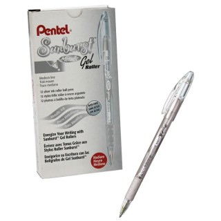 Pentel® Sunburst™ Metallic Pen, Silver, Pack of 12