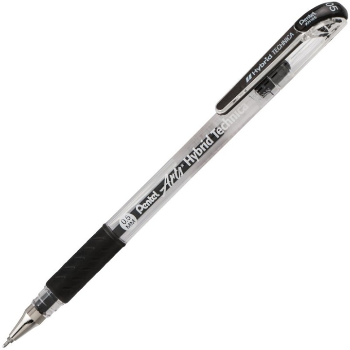 Pentel Arts Hybrid Technica (0.5mm) Gel Pen, Black Ink, Pack of 12