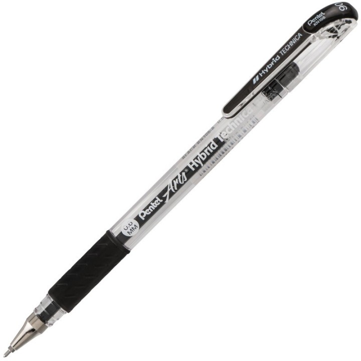 Pentel Arts Hybrid Technica (0.6mm) Gel Pen, Black Ink, Pack of 12