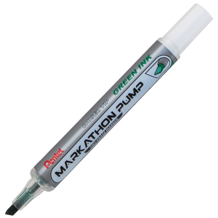 Pentel® Markathon Pump Dry Erase Marker, Chisel Tip, Green Ink, 1 Dozen