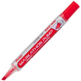 Pentel® Markathon Pump Permanent Marker, Chisel Tip, Red Ink, 1 Dozen