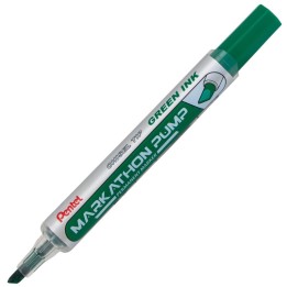 Pentel® Markathon Pump Permanent Marker, Chisel Tip, Green Ink, 1 Dozen