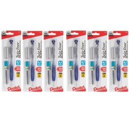 Pentel® Twist-Erase Click Mechanical Pencil (0.7mm) Clear Barrel, 1-Pack with Lead & 2 Erasers, Pack of 6
