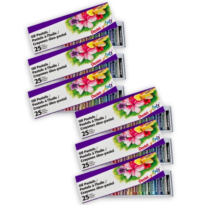 Pentel® Oil Pastel Set, 25 Colors, 6 Sets