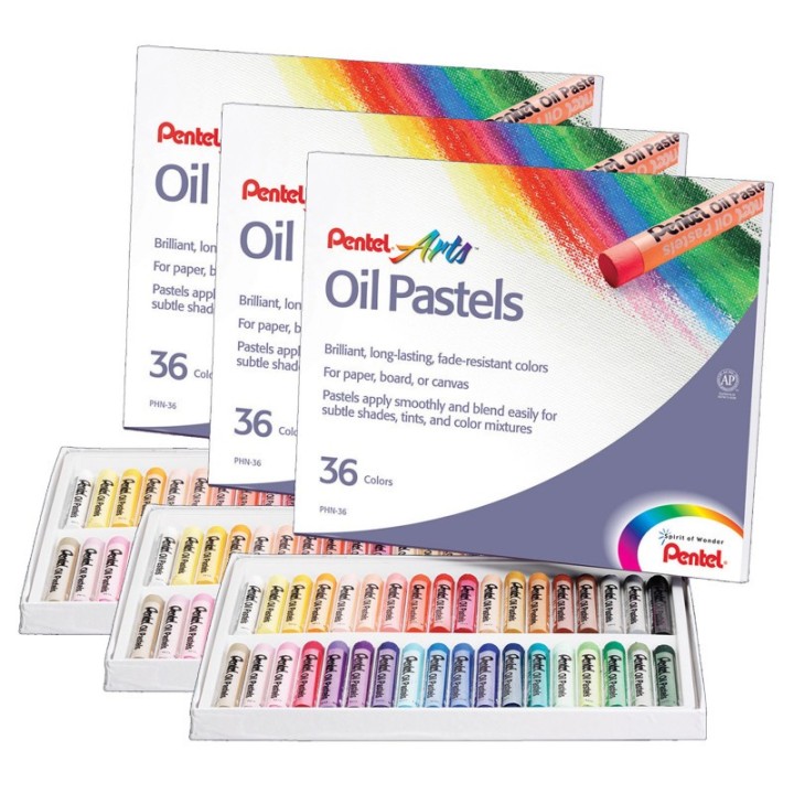 Pentel® Oil Pastel Set, 36 Colors, 3 Sets