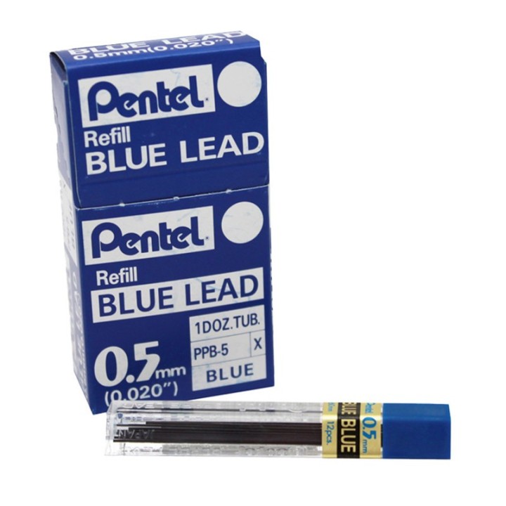 Pentel® Refill Lead Blue (0.5mm) Fine, 12 Pieces Per Pack, 12 Packs